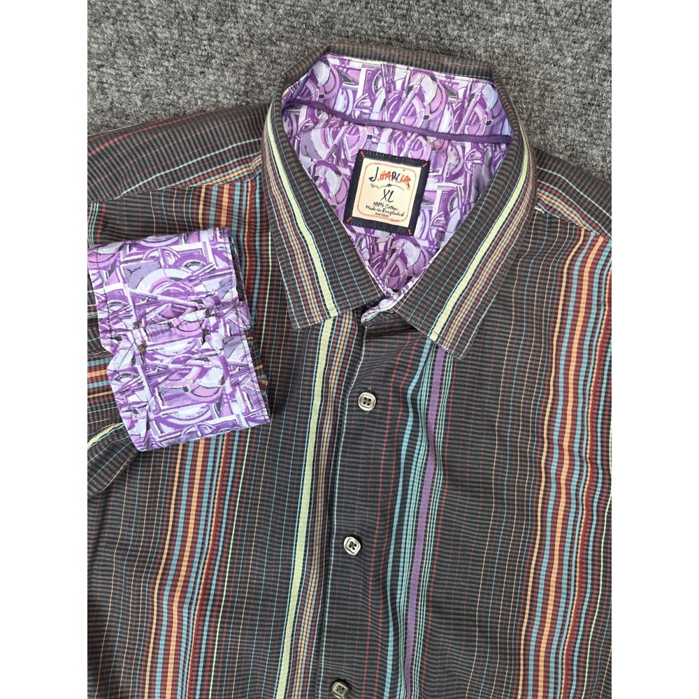 J Garcia Shirt Mens XL Stripes Button Up Long Sleeve Grateful Dead